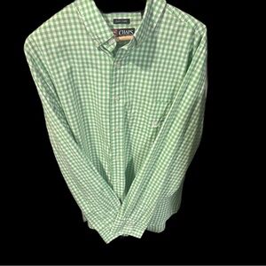 2/$20 Chaps Green Gingham Check Casual Shirt